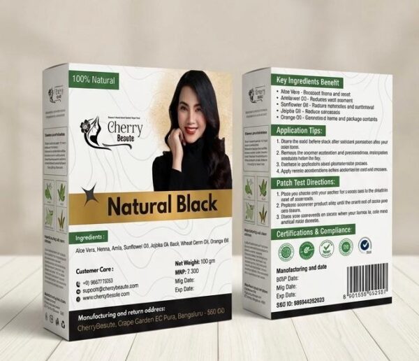 Cherry Beaute Instant Shadow Surgery Hair Color – Natural Black | 100% Organic & Chemical-Free |
