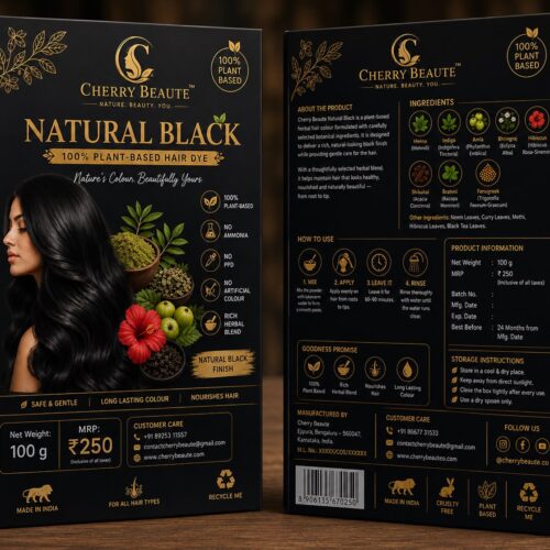 Cherry Beaute Natural Black Hair Dye – 100g