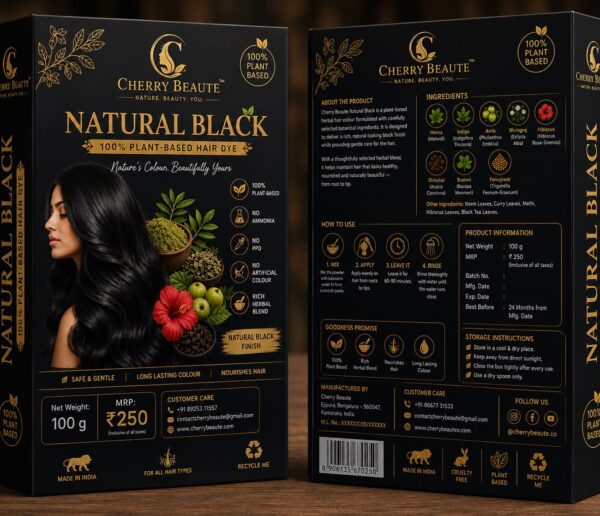 Cherry Beaute Natural Black Hair Dye – 100g